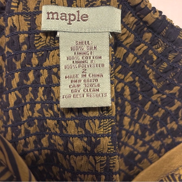 Maple Anthropologie Dress Size 2 Silk Green Navy Sweetheart Geometric Mini Lined - Picture 2 of 16